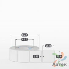 Этикетка самоклеящаяся 25х25 (рядов 1 по 500 шт) Полипропилен белый в рулоне, втулка 40 мм (к) IQ code 	