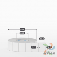 Этикетка самоклеящаяся 30х20 (рядов 1 по 2 000 шт) Полипропилен съемный клей в рулоне, втулка 40 мм (к) IQ code