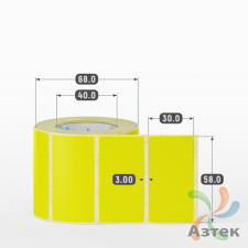Этикетка 58х30 цветная (рядов 1 по 500 шт) полуглянцевая, втулка 40 мм (к) цвет - Желтый  