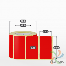 Этикетка 58х30 цветная (рядов 1 по 500 шт) полуглянцевая, втулка 40 мм (к) цвет - Красный  