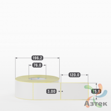 Термотрансферная этикетка 75х120 (рядов 1 по 1 500 шт) Полуглянец в рулоне, втулка 76 мм (к) IQ code