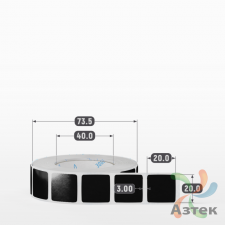 Этикетка 20х20 цветная Полипропилен (рядов 1 по 1000 шт), втулка 40 мм (к) цвет - Черный   
