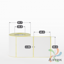 Термоэтикетка ТОП 50х40 (рядов 1 по 250 шт)  в рулоне, втулка 25 мм (к) IQ code