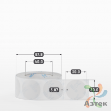 Этикетка самоклеящаяся круглая 30 мм (рядов 1 по 500 шт) Прозрачный полипропилен в рулоне, втулка 40 мм (к) IQ code
