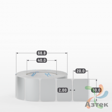 Этикетка самоклеящаяся 30х20 (рядов 1 по 1 000 шт) PET Matt Silver в рулоне, втулка 40 мм (к) IQ code