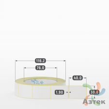 Термотрансферная этикетка 30х40 (рядов 1 по 1 000 шт) Полуглянец в рулоне, втулка 76 мм (к) IQ code