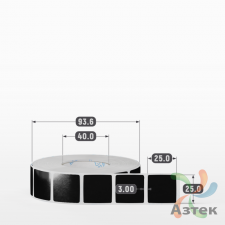 Этикетка 25х25 цветная Полипропилен (рядов 1 по 1500 шт), втулка 40 мм (к) цвет - Черный   