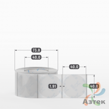 Этикетка самоклеящаяся с печатью + Черная метка/ КРУГ 40 мм (рядов 1 по 500 шт) Прозрачный полипропилен в рулоне, втулка 40 мм (к) IQ code