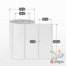 Этикетка самоклеящаяся 100х35 (рядов 1 по 500 шт) Полипропилен белый съемный клей в рулоне, втулка 40 мм (к) IQ code 	