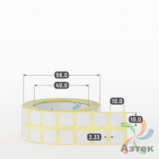 Этикетка самоклеящаяся 10х10 (рядов 2 по 1 000 шт) PVC WHITE (Eggshell fragile) в рулоне, втулка 40 мм (к) IQ code