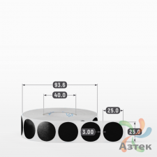 Этикетка 25х25 цветная Полипропилен (рядов 1 по 1500 шт), втулка 40 мм (к) цвет - Черный  круглая 
