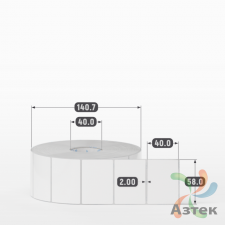 Этикетка самоклеящаяся 58х40 (рядов 1 по 2 500 шт) Полипропилен белый в рулоне, втулка 40 мм (к) IQ code 	