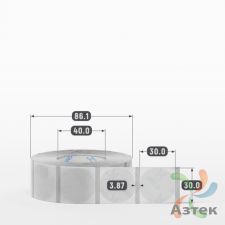 Этикетка самоклеящаяся с печатью + Черная метка/ КРУГ 30 мм (рядов 1 по 1 000 шт) Прозрачный полипропилен в рулоне, втулка 40 мм (к) IQ code