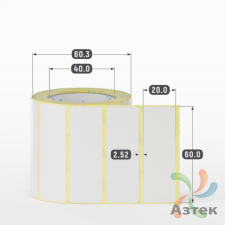 Термотрансферная этикетка 60х20 (рядов 1 по 500 шт) Полуглянец в рулоне, втулка 40 мм (к) IQ code