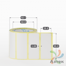 Термотрансферная этикетка 50х20 (рядов 1 по 250 шт) Полуглянец в рулоне, втулка 40 мм (к) IQ code