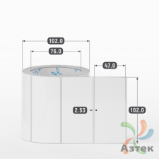 Этикетка самоклеящаяся 102х47 (рядов 1 по 500 шт) Полипропилен белый в рулоне, втулка 76 мм (к) IQ code 	