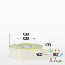 Термотрансферная этикетка 21х10 (рядов 1 по 2 000 шт) Полуглянец в рулоне, втулка 40 мм (к) IQ code