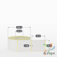 Термотрансферная этикетка 60х70 (рядов 1 по 1 000 шт) Полуглянец в рулоне, втулка 40 мм (к) IQ code
