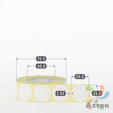 Термоэтикетка ТОП круглая 25 мм (рядов 1 по 700 шт)  в рулоне, втулка 40 мм (к) IQ code