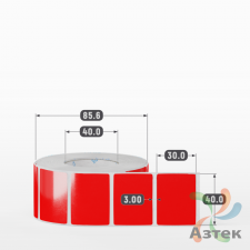 Этикетка 40х30 цветная Полипропилен (рядов 1 по 1000 шт), втулка 40 мм (к) цвет - Красный   