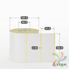 Термотрансферная этикетка 102х47 (рядов 1 по 1 000 шт) Полуглянец в рулоне, втулка 40 мм (к) IQ code