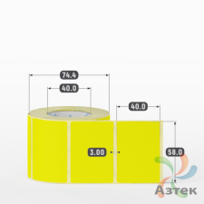 Термоэтикетка 58х40 Termo ECO цветная (рядов 1 по 500 шт), втулка 40 мм (к) цвет - Желтый, 
