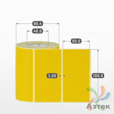 Термоэтикетка 100х50 Termo ECO цветная (рядов 1 по 500 шт), втулка 40 мм (к) цвет - ЖелтыйPantone Yellow 012 U, 