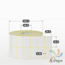 Термотрансферная этикетка 43х25 (рядов 2 по 3 200 шт) Полуглянец в рулоне, втулка 40 мм (к) IQ code