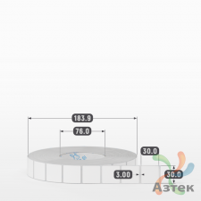 Этикетка самоклеящаяся 30х30 (рядов 1 по 5 000 шт) Полипропилен белый в рулоне, втулка 76 мм (к)  	