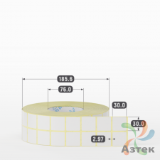 Термотрансферная этикетка 30х30 (рядов 2 по 5 000 шт) Полуглянец в рулоне, втулка 76 мм (к) IQ code