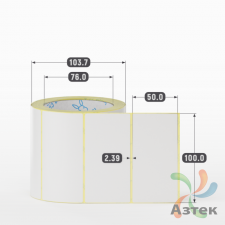 Термотрансферная этикетка 100х50 (рядов 1 по 500 шт) Полуглянец в рулоне, втулка 76 мм (к) IQ code