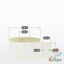 Термоэтикетка ТОП 58х30 (рядов 1 по 2 000 шт)  в рулоне, втулка 40 мм (к) IQ code