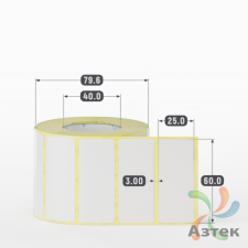 Термотрансферная этикетка 60х25 (рядов 1 по 1 000 шт) Полуглянец в рулоне, втулка 40 мм (к) IQ code