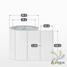 Этикетка самоклеящаяся 100х40 (рядов 1 по 500 шт) Полипропилен белый в рулоне, втулка 76 мм (к) IQ code 	