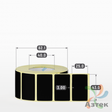 Термоэтикетка 43х25 Termo TOP цветная (рядов 1 по 1000 шт), втулка 40 мм (к) цвет - Черный 