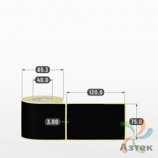 Термоэтикетка 75х120 Termo ECO цветная (рядов 1 по 250 шт), втулка 40 мм (к) цвет - Черный, 