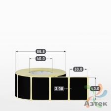 Термоэтикетка 40х30 Termo ECO цветная (рядов 1 по 1000 шт), втулка 40 мм (к) цвет - Черный, 