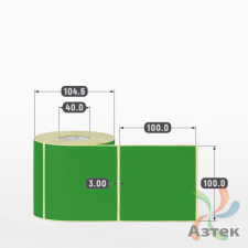 Термоэтикетка 100х100 Termo ECO цветная (рядов 1 по 500 шт), втулка 40 мм (к) цвет - ЗеленыйPantone 362 U, 