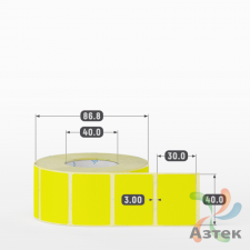 Термоэтикетка 40х30 Termo ECO цветная (рядов 1 по 1000 шт), втулка 40 мм (к) цвет - Желтый, 