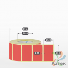 Термоэтикетка 43х25 Termo ECO цветная (рядов 1 по 1000 шт), втулка 40 мм (к) цвет - КрасныйPantone 178 U, 