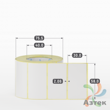 Этикетка самоклеящаяся 58х30 (рядов 1 по 1 000 шт) PVC WHITE (Eggshell fragile) в рулоне, втулка 40 мм (к) IQ code