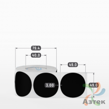 Этикетка 49х49 цветная Полипропилен матовый (рядов 1 по 500 шт), втулка 40 мм (к) цвет - Черный  круглая 
