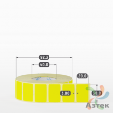 Термоэтикетка 30х20 Termo ECO цветная (рядов 1 по 1800 шт), втулка 40 мм (к) цвет - Желтый, 