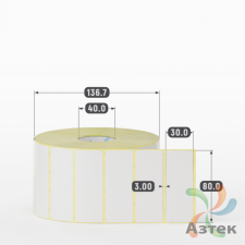 Этикетка самоклеящаяся 80х30 (рядов 1 по 1 500 шт) PVC WHITE (Eggshell fragile) в рулоне, втулка 40 мм (к) IQ code