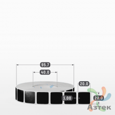 Этикетка 20х20 цветная Полипропилен (рядов 1 по 2000 шт), втулка 40 мм (к) цвет - Черный   