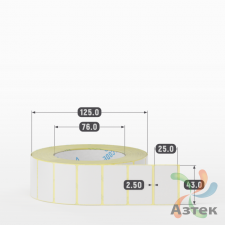 Термотрансферная этикетка 43х25 (рядов 1 по 2 000 шт) Полуглянец в рулоне, втулка 76 мм (к) IQ code