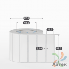 Этикетка самоклеящаяся 58х15 (рядов 1 по 1 000 шт) Полипропилен белый в рулоне, втулка 40 мм (к) IQ code 	