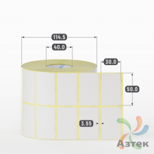 Термотрансферная этикетка 50х30 (рядов 2 по 2 000 шт) Полуглянец в рулоне, втулка 40 мм (к) IQ code