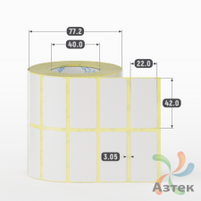 Термотрансферная этикетка 42х22 (рядов 2 по 1 000 шт) Полуглянец в рулоне, втулка 40 мм (к) IQ code