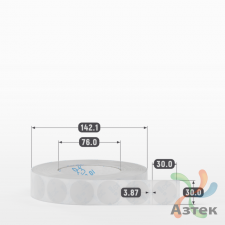 Этикетка самоклеящаяся круглая 30 мм (рядов 1 по 2 500 шт) Прозрачный полипропилен в рулоне, втулка 76 мм (к) IQ code